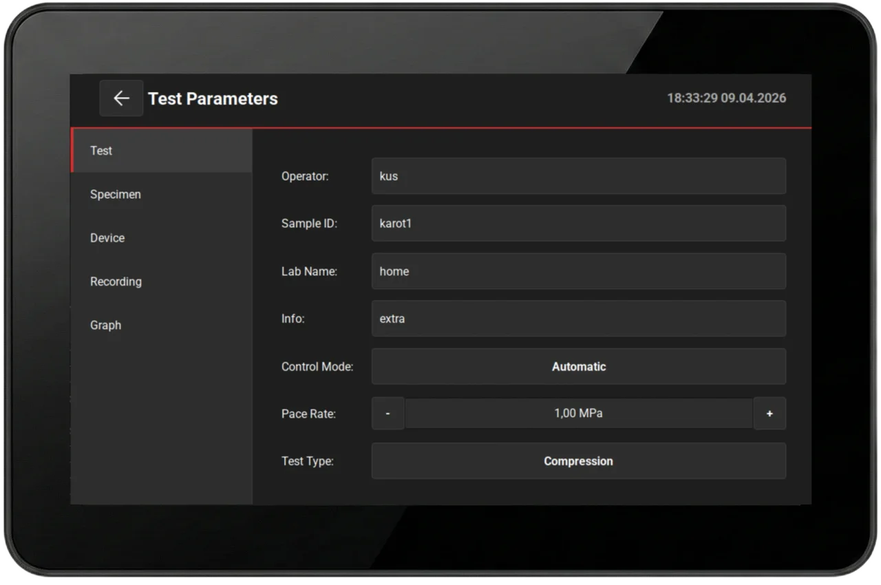 Amazeng Test Sistemleri - Test Parametreleri Yapılandırması
